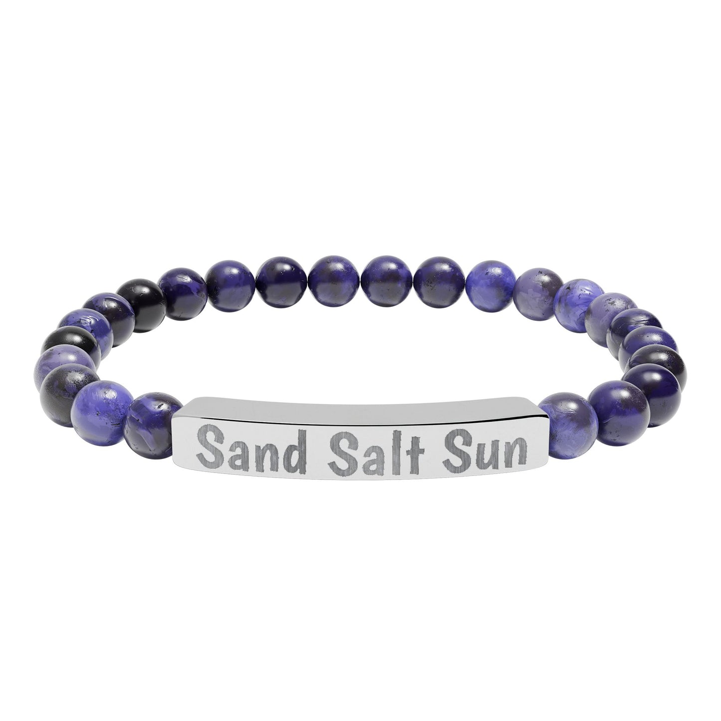 Personalized & Engraved Natural Stone Stretch Bar Bracelet