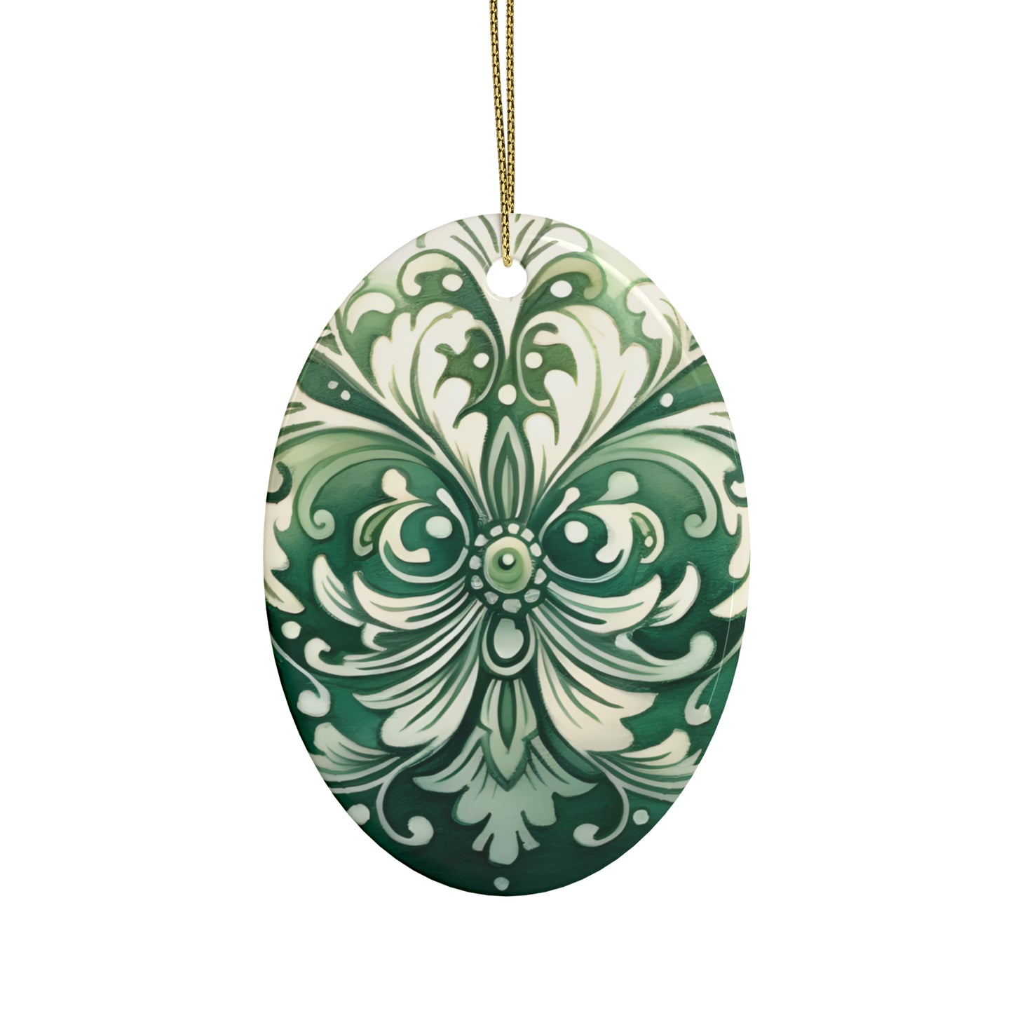 Green Swirl Ceramic Christmas Ornaments (1pcs, 5pcs, 10pcs, 20pcs)