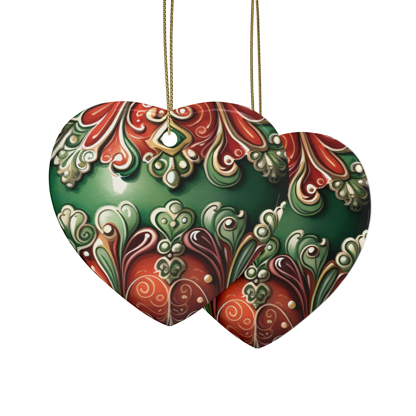 Red & Green Emerald Ceramic Christmas Ornaments (1pcs, 5pcs, 10pcs, 20pcs)