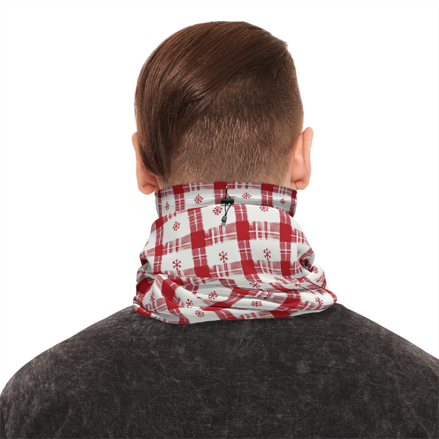 Snowflake Plaid Gaiter – Winter Warmth in Classic Red