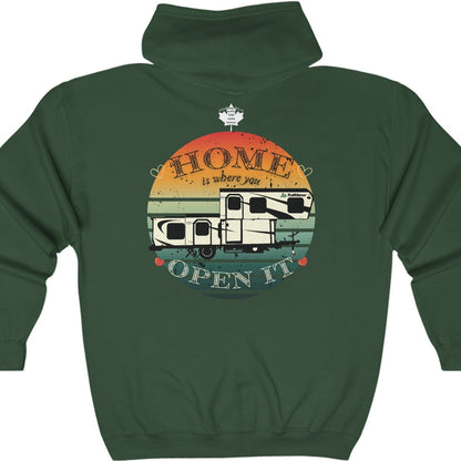 Home Is Where You Open It - TRAILMANOR - Unisex Heavy Blend™ Full Zip Hooded Sweatshirt - Zip-Up Hoodie