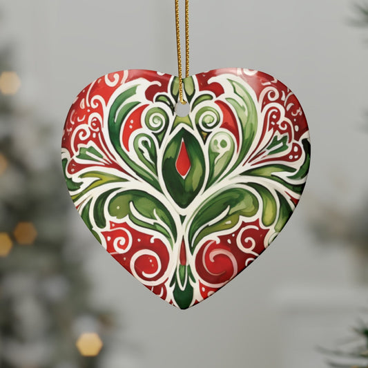 Red & Green Swirl Flairs Ceramic Christmas Ornaments (1pcs, 5pcs, 10pcs, 20pcs)