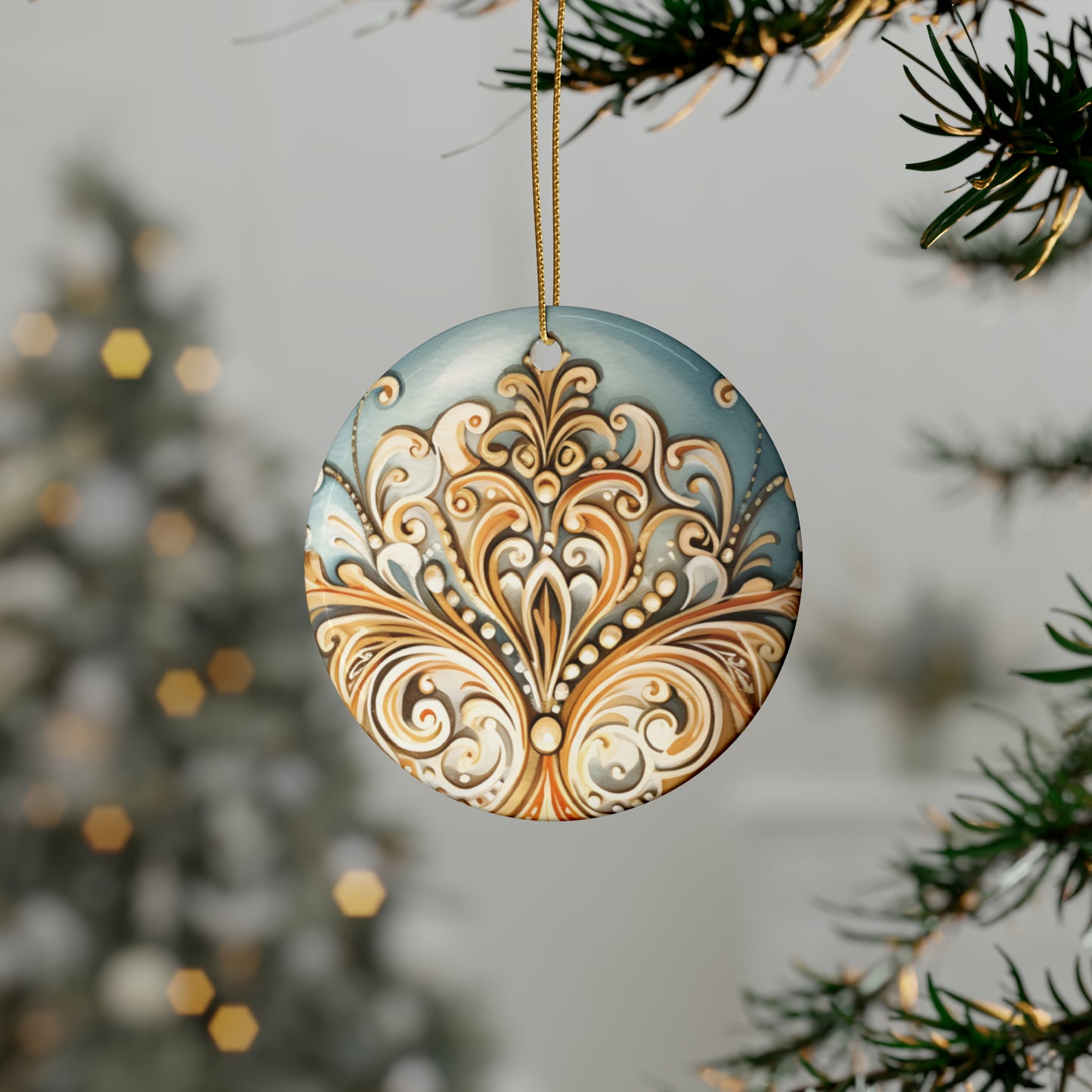 Blue & Gold Ceramic Christmas Ornaments (1pcs, 5pcs, 10pcs, 20pcs)