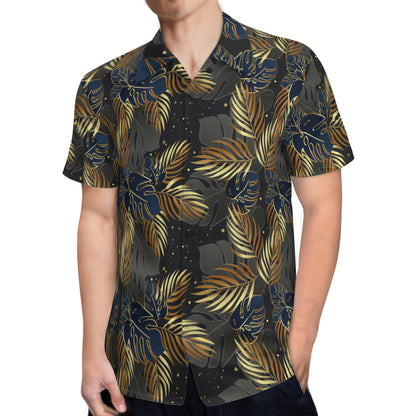 Blue & Gold Tropical Hawaiian Shirt