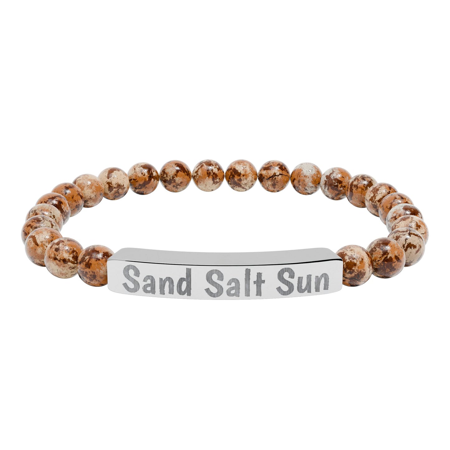 Personalized & Engraved Natural Stone Stretch Bar Bracelet