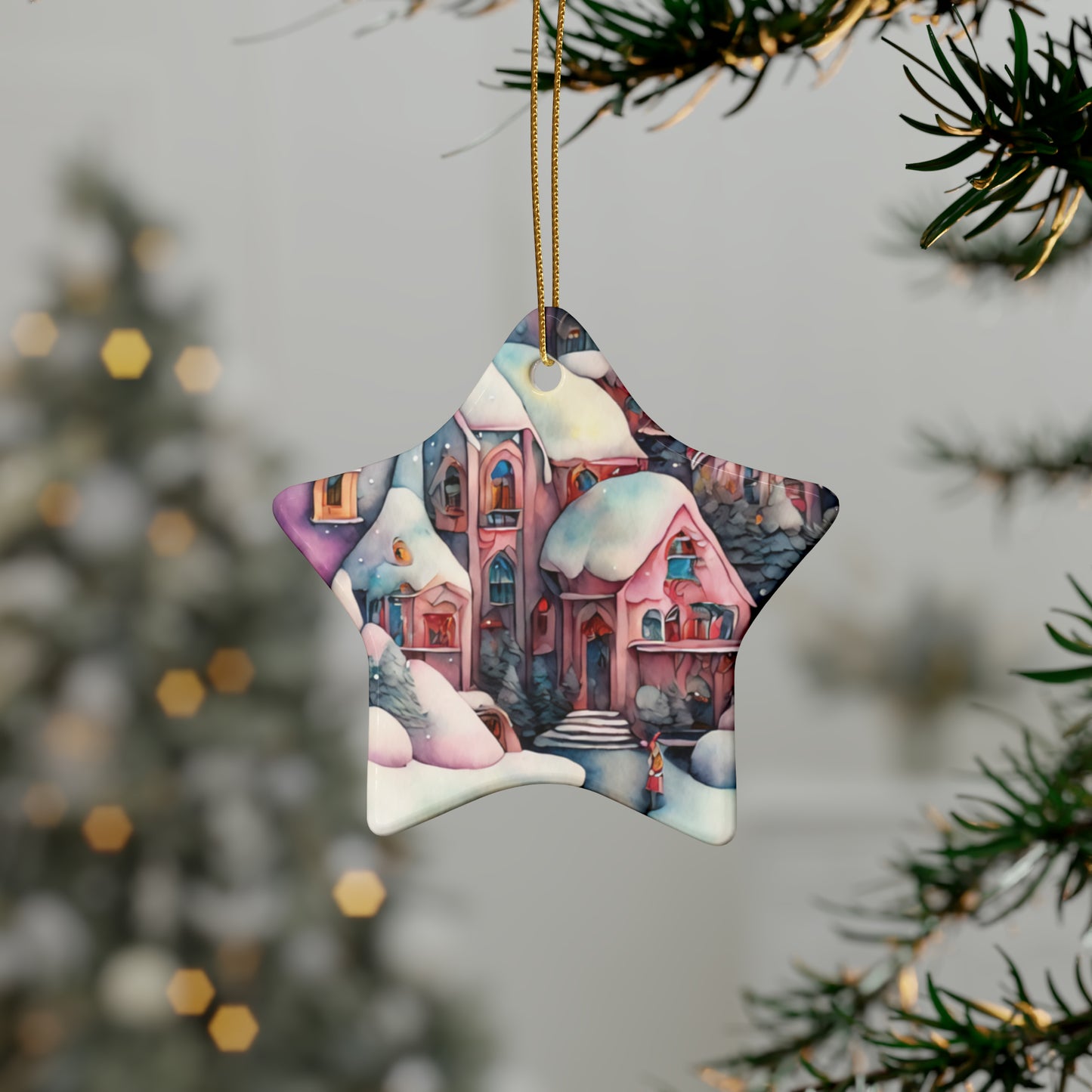 Idyllic Fantasy Christmas Scene | Ceramic Ornaments (1pcs, 5pcs, 10pcs, 20pcs) - 10