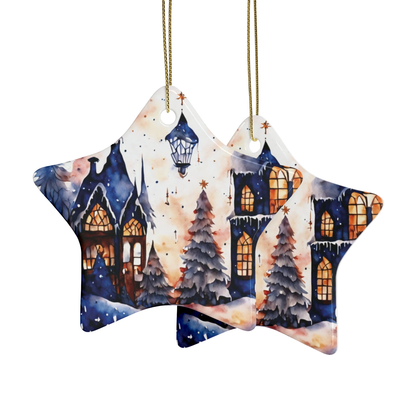 Idyllic Fantasy Christmas Scene | Ceramic Ornaments (1pcs, 5pcs, 10pcs, 20pcs) - 23