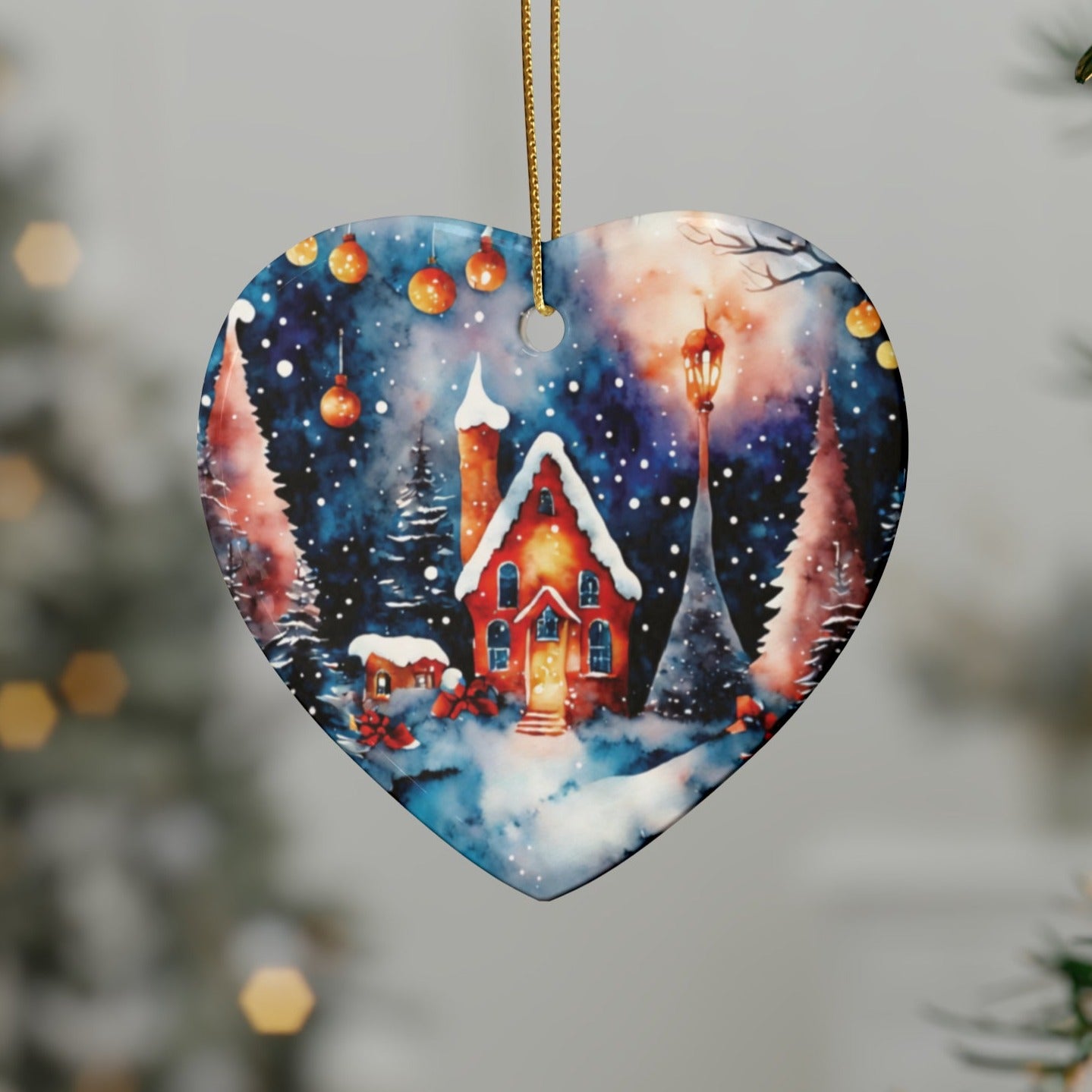 Idyllic Fantasy Christmas Scene | Ceramic Ornaments (1pcs, 5pcs, 10pcs, 20pcs) - 27