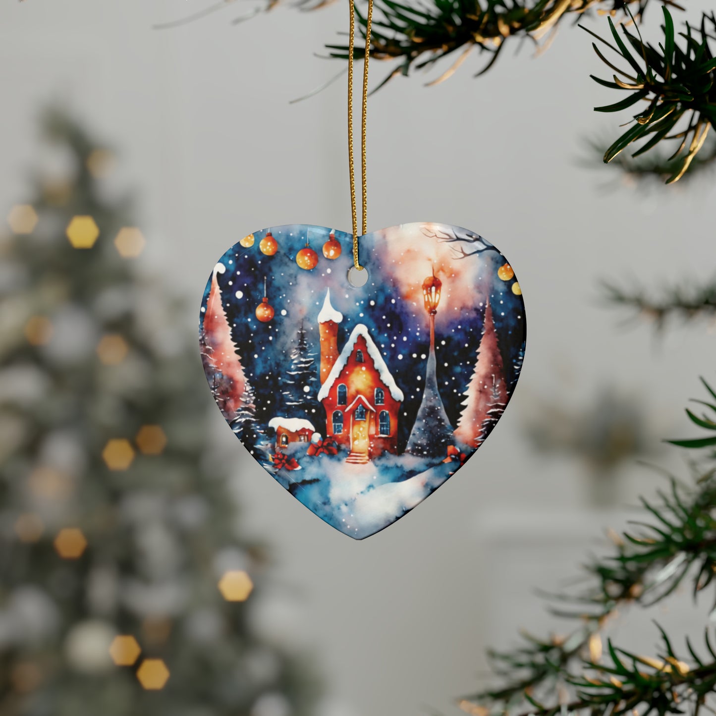 Idyllic Fantasy Christmas Scene | Ceramic Ornaments (1pcs, 5pcs, 10pcs, 20pcs) - 27