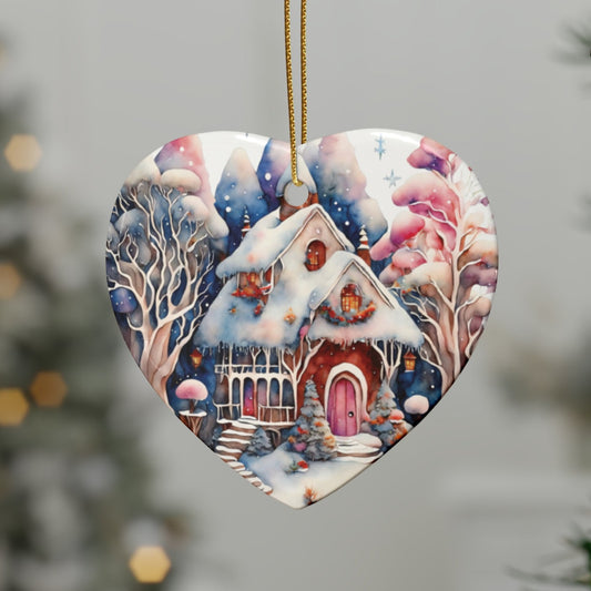 Idyllic Fantasy Christmas Scene | Ceramic Ornaments (1pcs, 5pcs, 10pcs, 20pcs) - 24