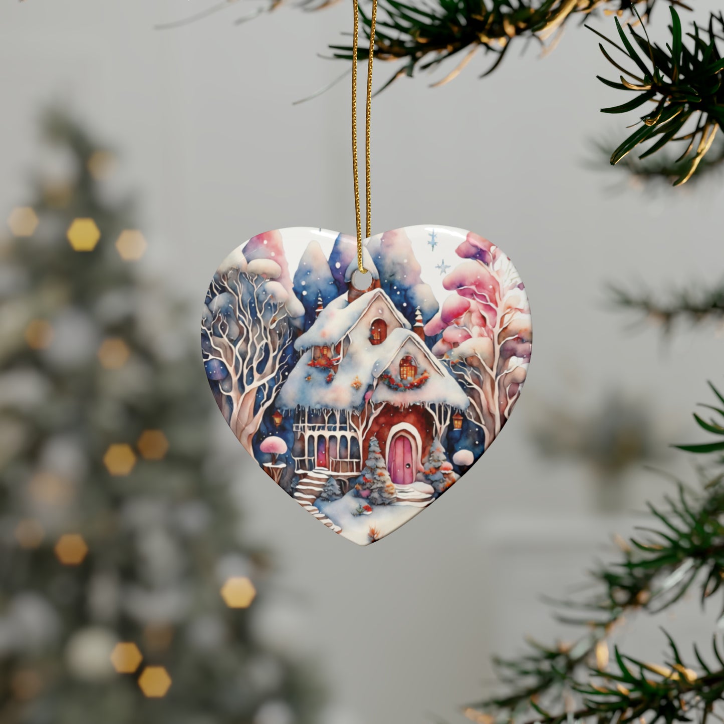 Idyllic Fantasy Christmas Scene | Ceramic Ornaments (1pcs, 5pcs, 10pcs, 20pcs) - 24