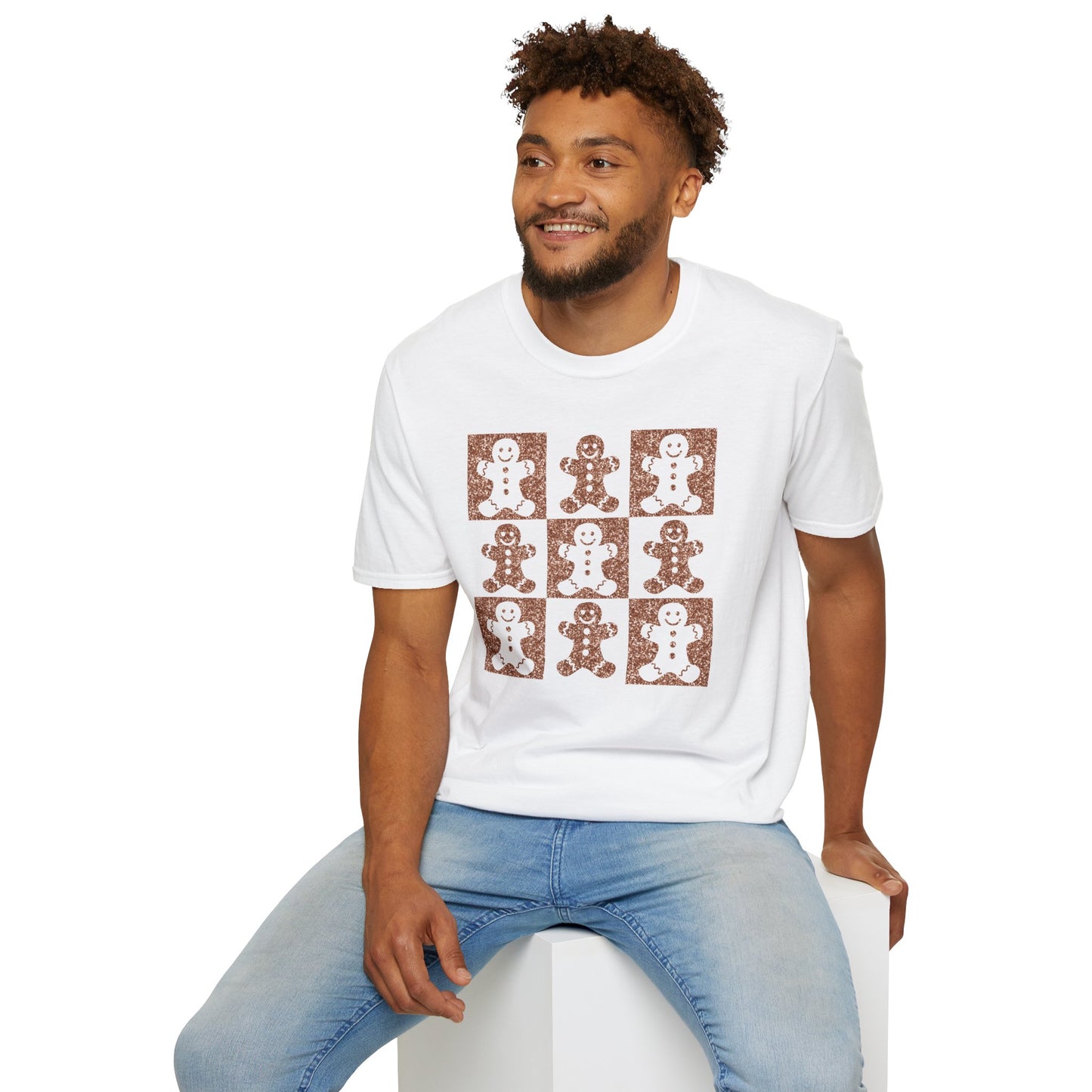 Glittery Gingerbread Men | Popular Softstyle Unisex Christmas T-Shirt