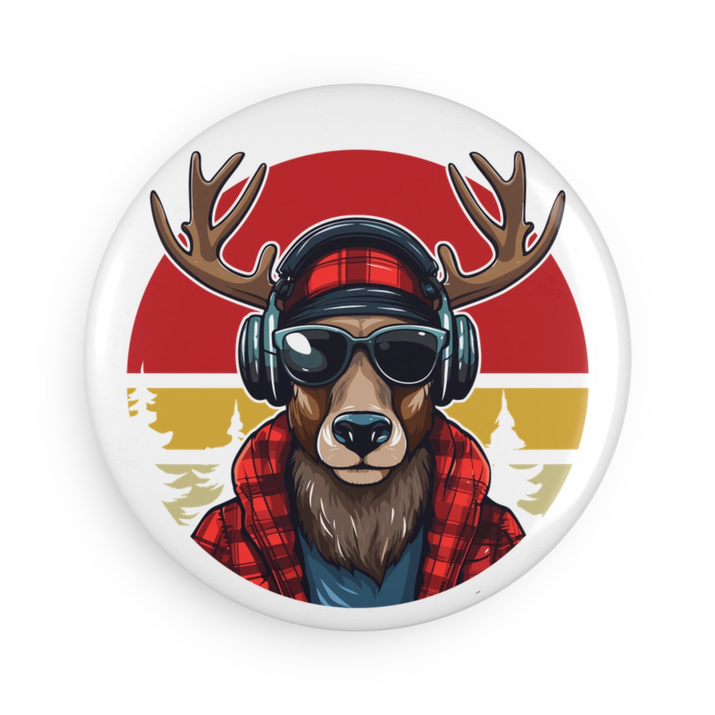 Moose on a Magnet - WHITE Button Magnet, Round (1 or 10 pcs)