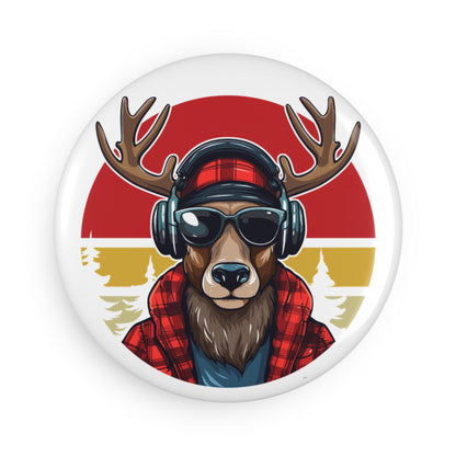 Moose on a Magnet - WHITE Button Magnet, Round (1 or 10 pcs)