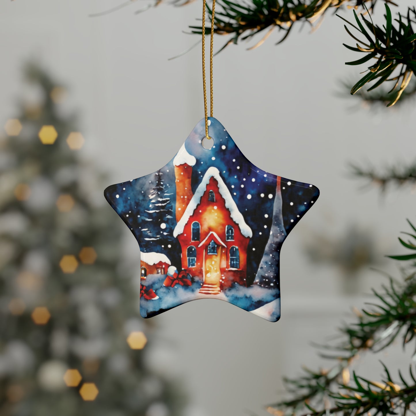 Idyllic Fantasy Christmas Scene | Ceramic Ornaments (1pcs, 5pcs, 10pcs, 20pcs) - 27