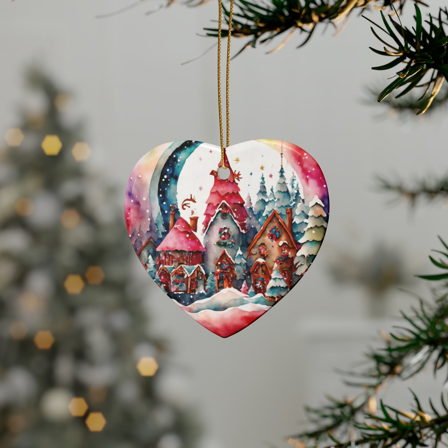 Idyllic Fantasy Christmas Scene | Ceramic Ornaments (1pcs, 5pcs, 10pcs, 20pcs) - 28
