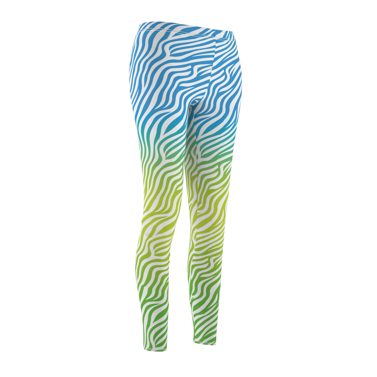 Blue Yellow Green White Zebra Neon Leggings