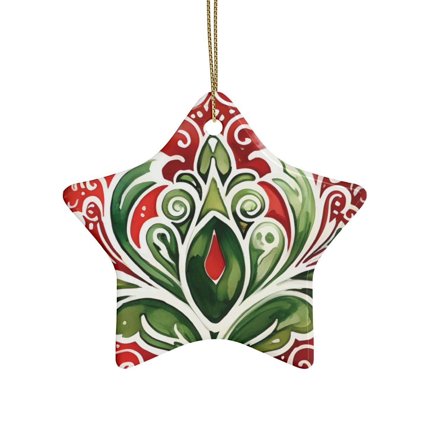 Red & Green Swirl Flairs Ceramic Christmas Ornaments (1pcs, 5pcs, 10pcs, 20pcs)