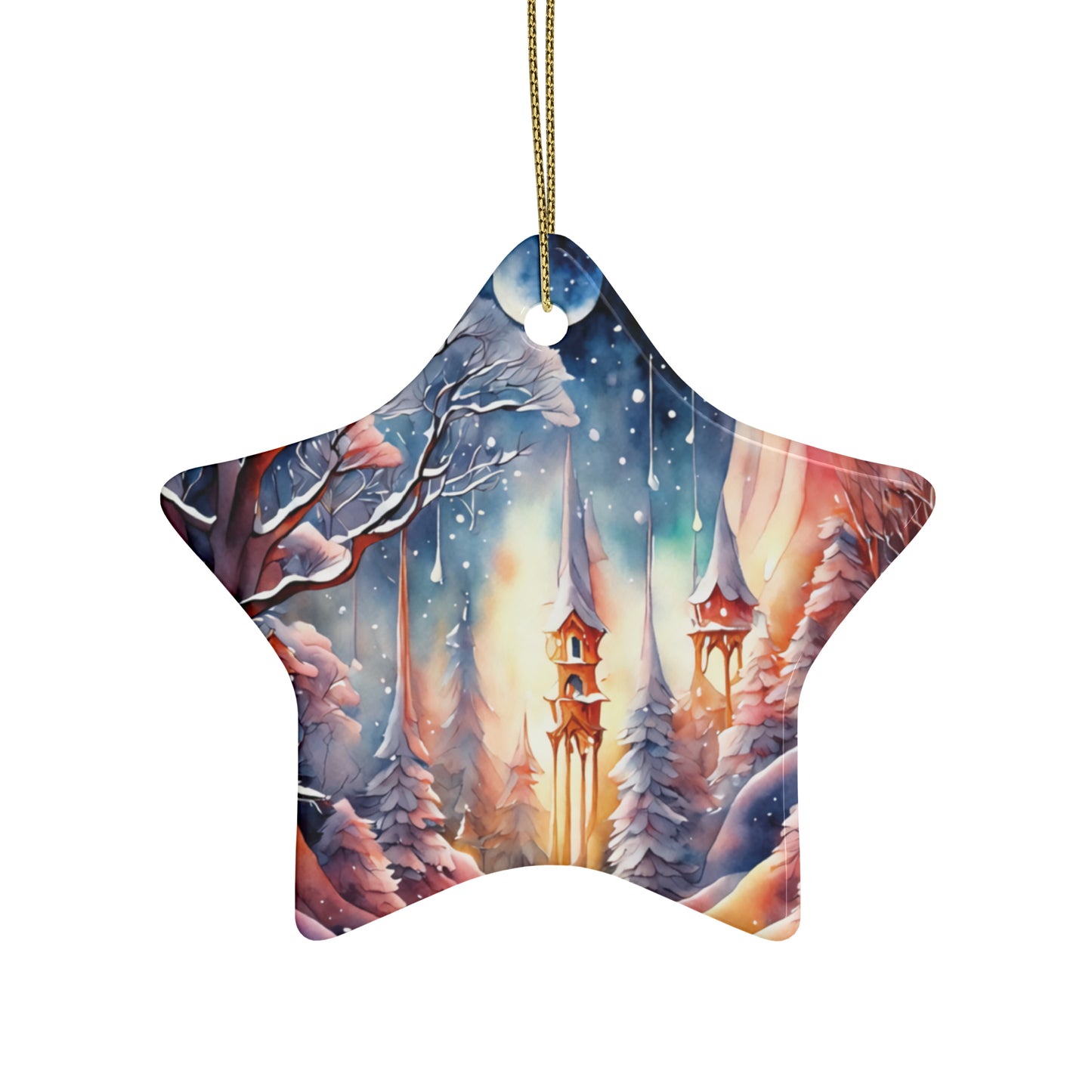 Idyllic Fantasy Christmas Scene | Ceramic Ornaments (1pcs, 5pcs, 10pcs, 20pcs) - 5