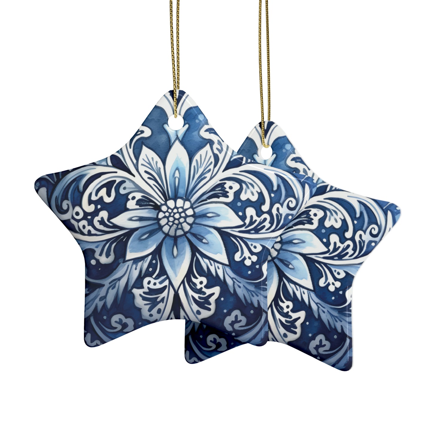 Blue Swirl Ceramic Christmas Ornament (1pcs, 5pcs, 10pcs, 20pcs)
