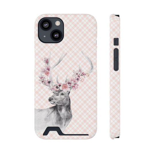 Floral Elk - MagSafe® Tough iPhone Case with Card Slot - Compatible with iPhone 13, and Samsung Galaxy S21, S22 models