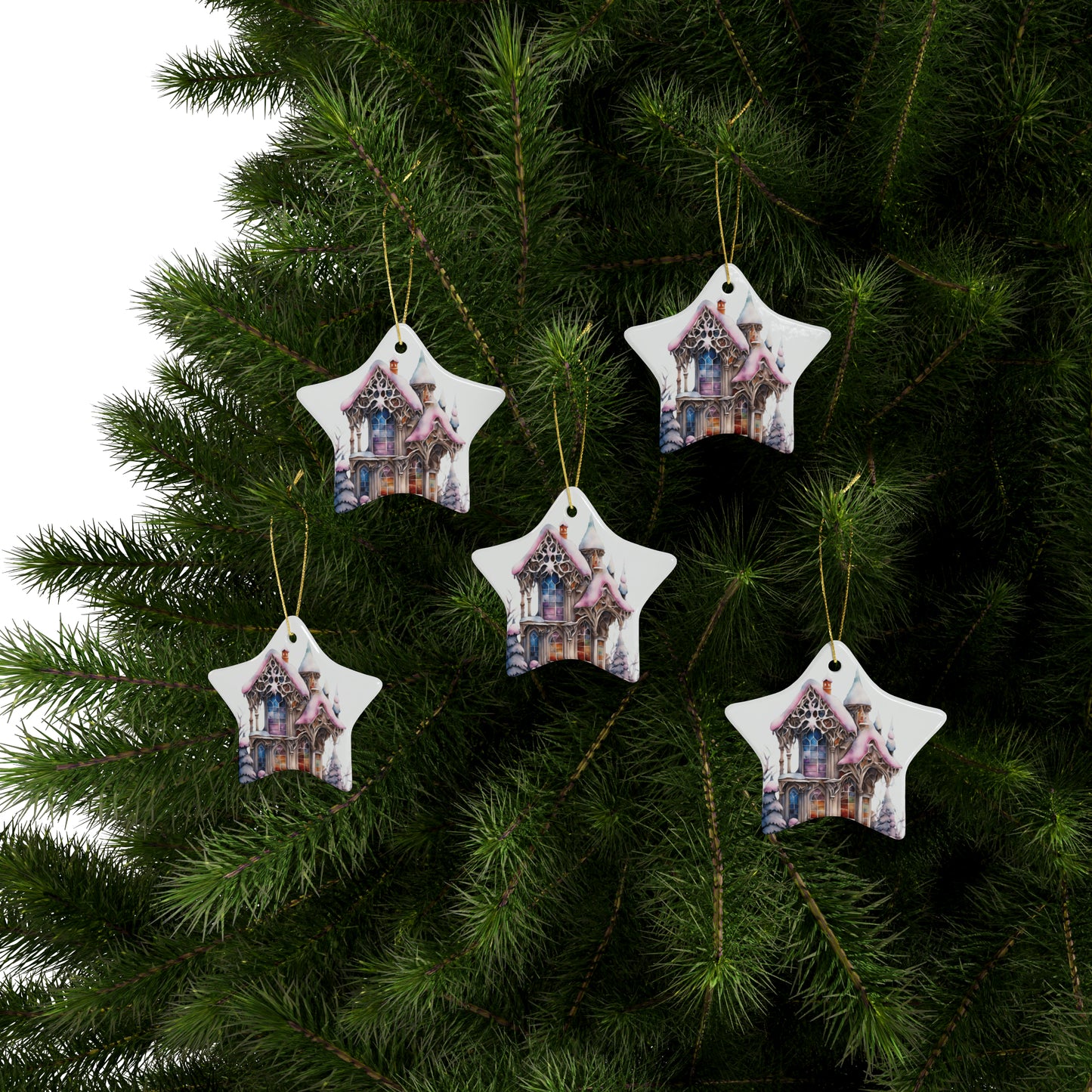 Idyllic Fantasy Christmas Scene | Ceramic Ornaments (1pcs, 5pcs, 10pcs, 20pcs) - 22