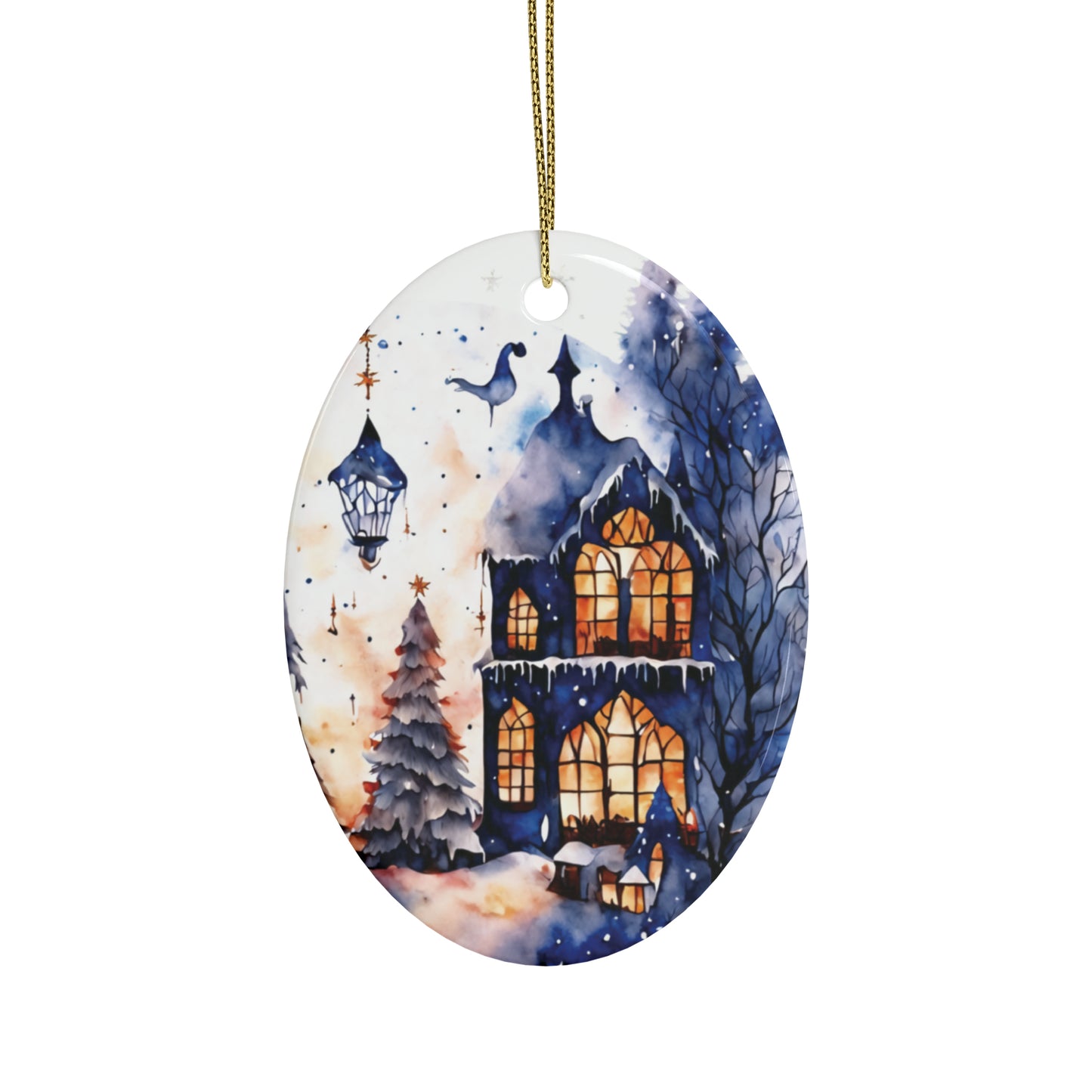 Idyllic Fantasy Christmas Scene | Ceramic Ornaments (1pcs, 5pcs, 10pcs, 20pcs) - 23