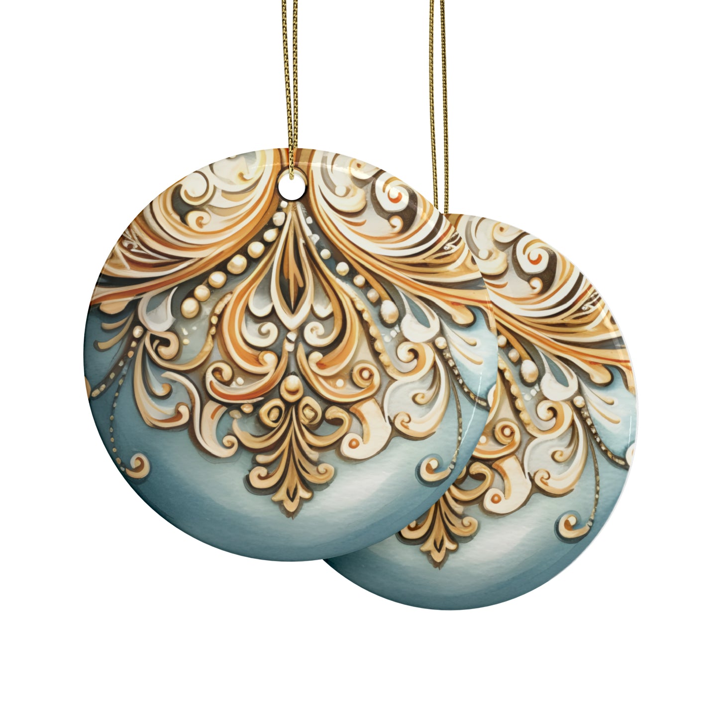 Gold and Blue Ceramic Christmas Ornaments (1pcs, 5pcs, 10pcs, 20pcs)