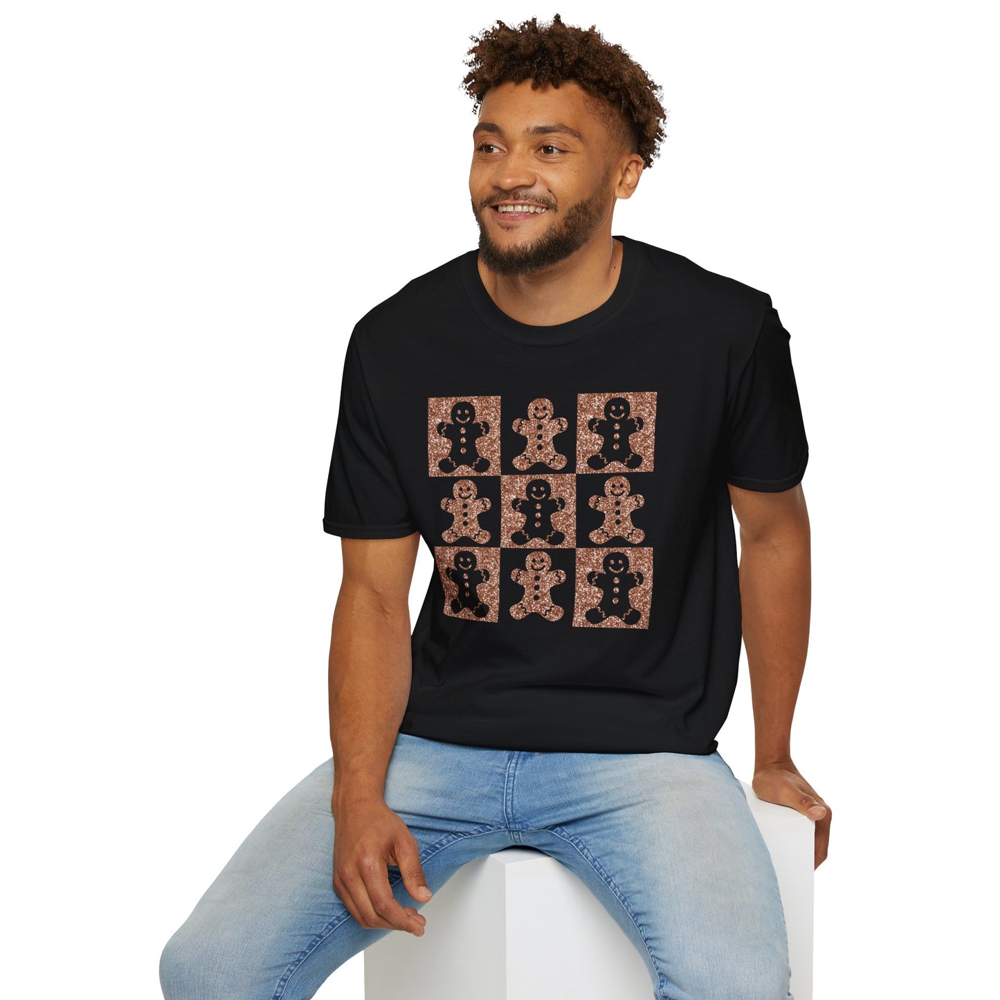 Glittery Gingerbread Men | Popular Softstyle Unisex Christmas T-Shirt