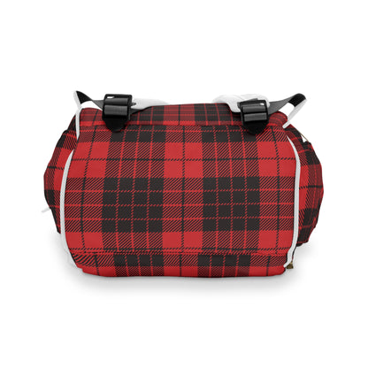 Canadian Red Plaid - Multifunctional Diaper Backpack - Canada Maple Leaf