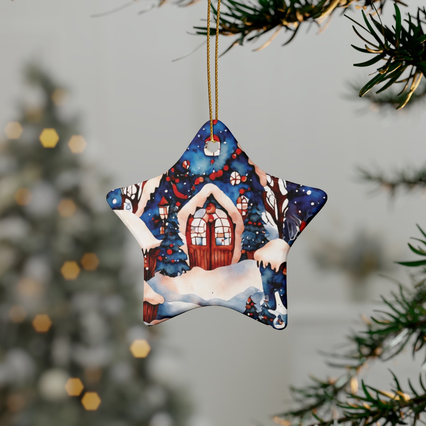 Idyllic Fantasy Christmas Scene | Ceramic Ornaments (1pcs, 5pcs, 10pcs, 20pcs) - 20