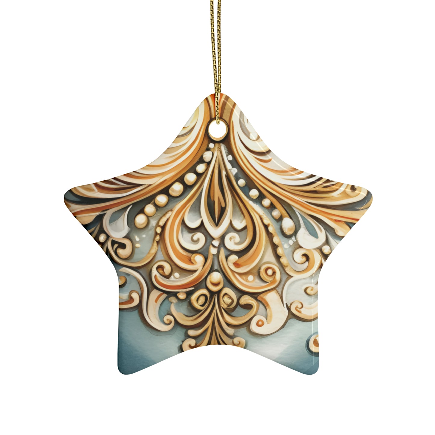 Gold and Blue Ceramic Christmas Ornaments (1pcs, 5pcs, 10pcs, 20pcs)