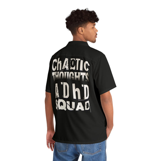 Chaotic Thoughts ADHD Squad - Men's Hawaiian Button-Up Shirt – Short Sleeve, Notch Collar