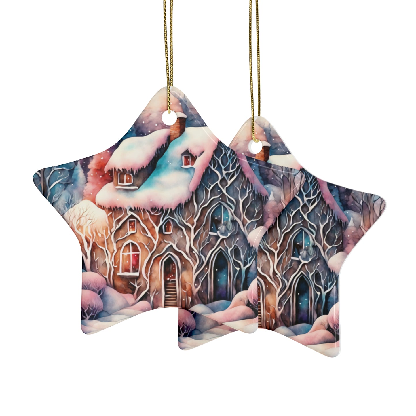 Idyllic Fantasy Christmas Scene | Ceramic Ornaments (1pcs, 5pcs, 10pcs, 20pcs) - 9