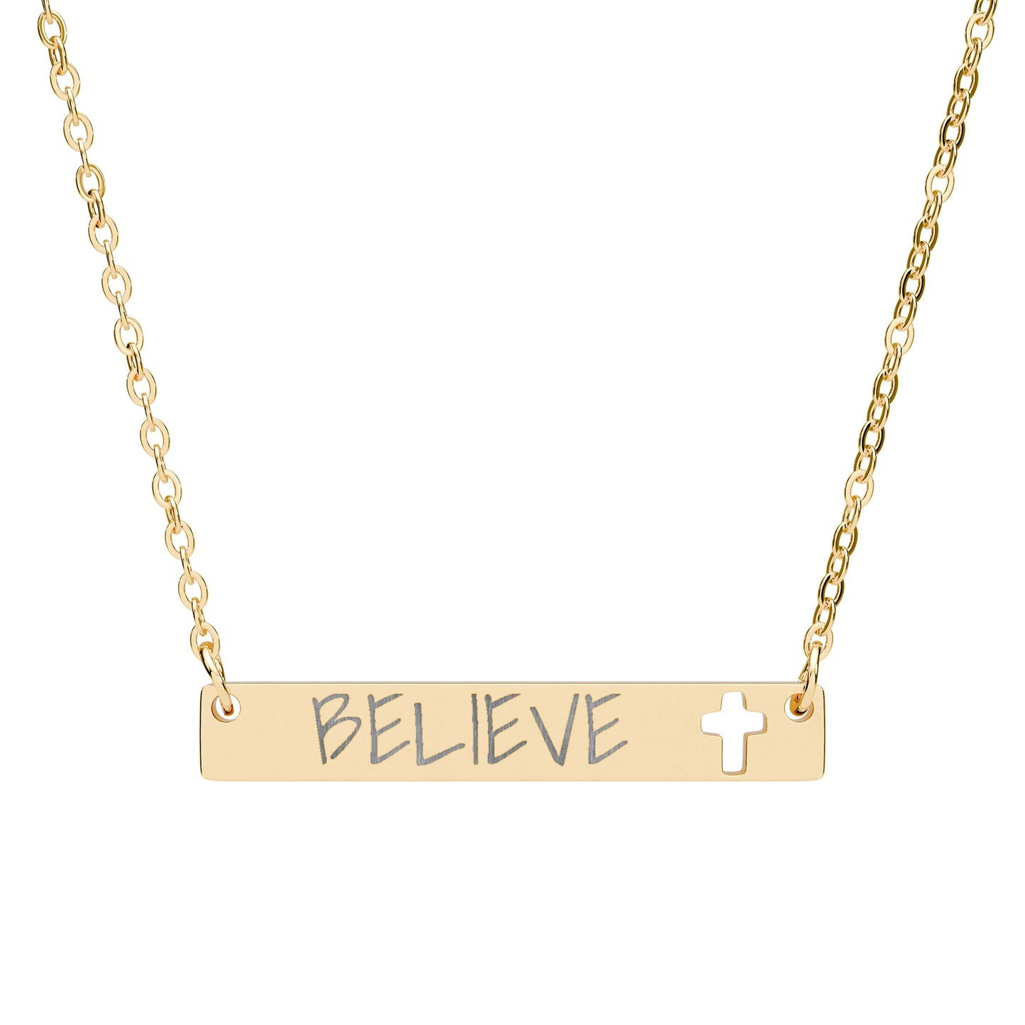 Personalized Engraved Cutout | Cross Bar Necklace
