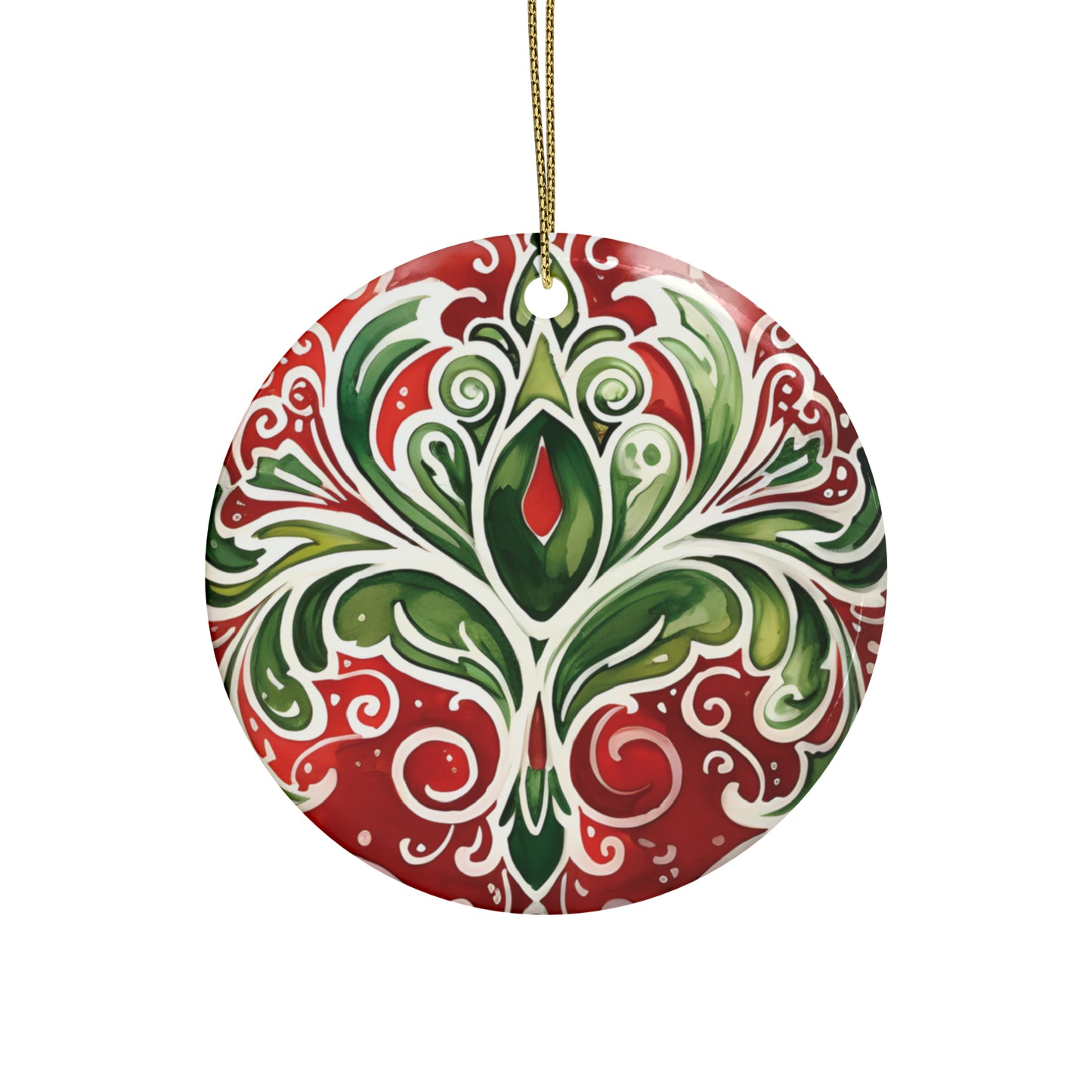 Red & Green Swirl Flairs Ceramic Christmas Ornaments (1pcs, 5pcs, 10pcs, 20pcs)