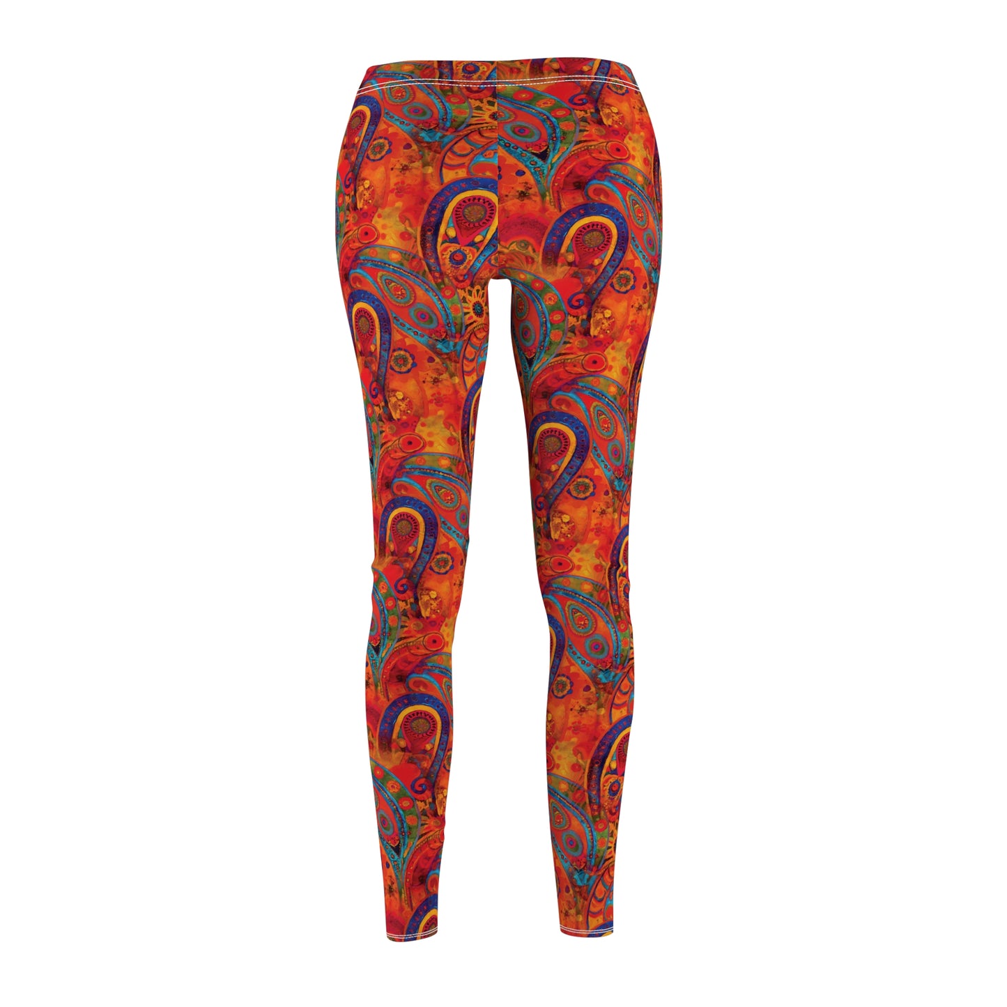 Burnt Orange Bohemian Swirls - Women's Cut & Sew Casual Leggings