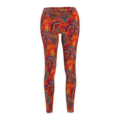 Burnt Orange Bohemian Swirls - Women's Cut & Sew Casual Leggings