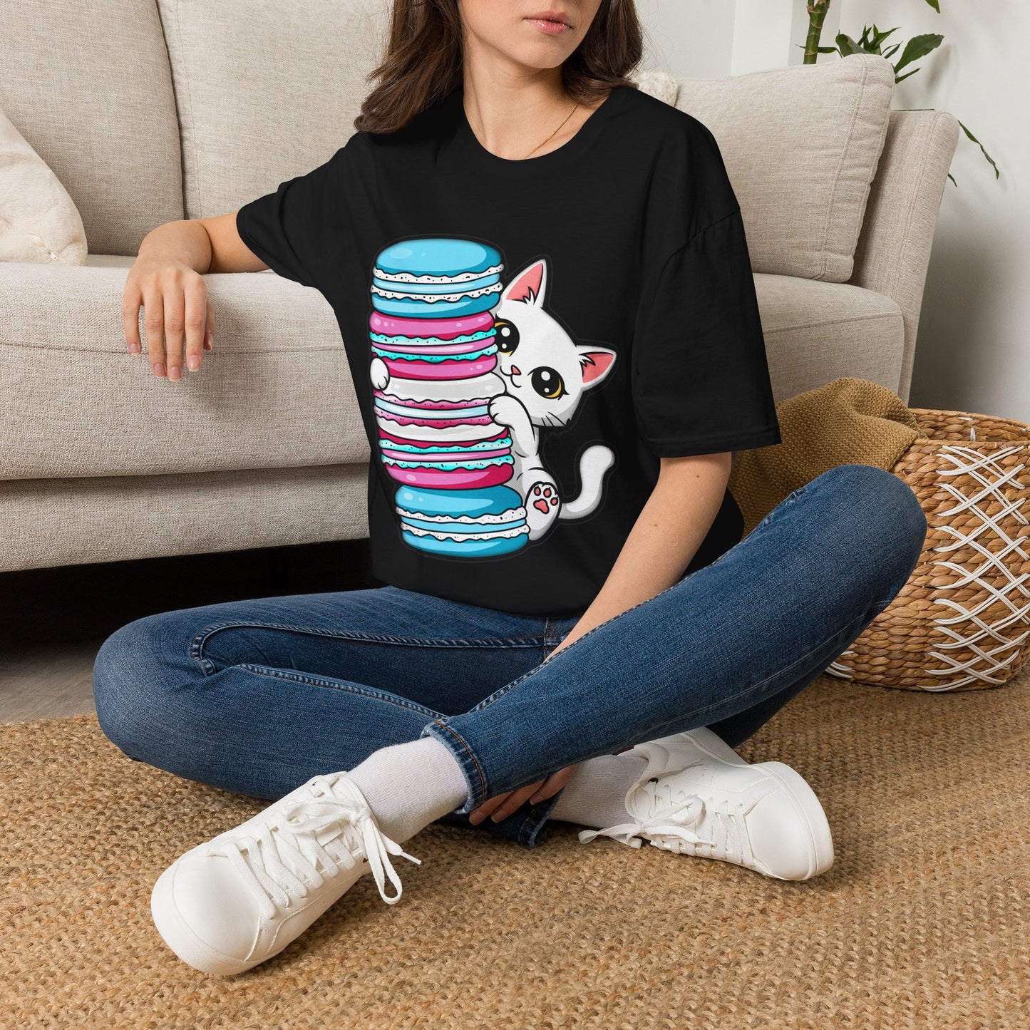 Peeking Kitten | Unisex Softstyle T-Shirt - Trans Flag Macaroons