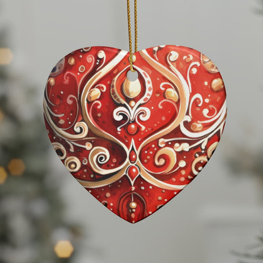 Red & Gold Flairs Ceramic Christmas Ornaments (1pcs, 5pcs, 10pcs, 20pcs)