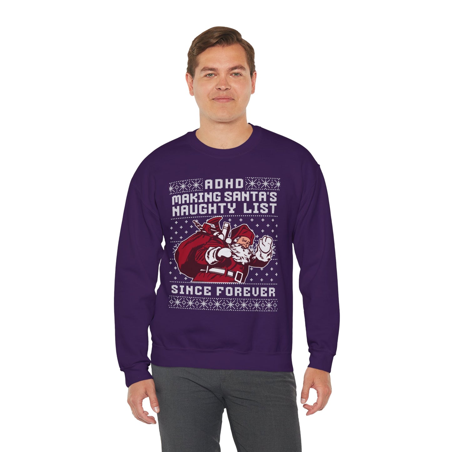 ADHD: Making Santa's Naughty List Since Forever – Unisex Heavy Blend Sweatshirt – Cozy Everyday Warmth