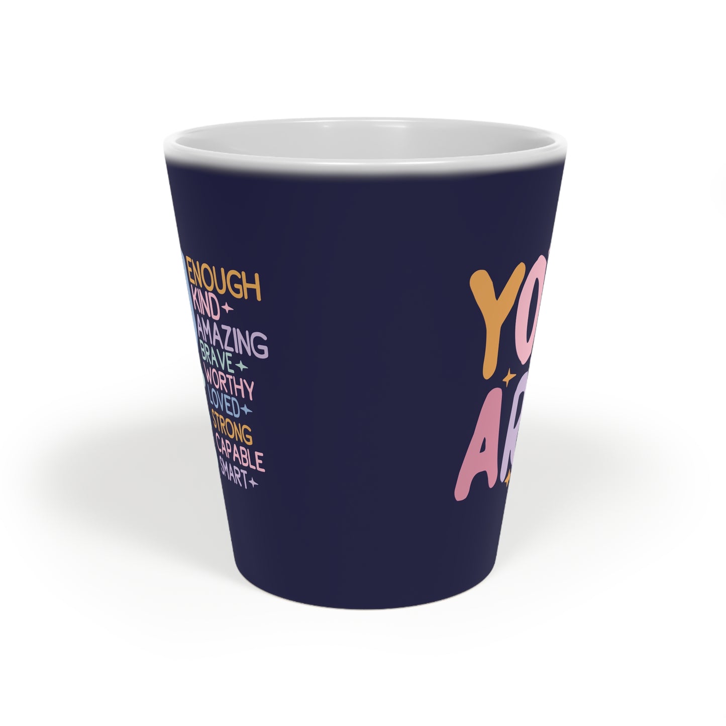 You Are Enough Ceramic Latte Mug, 12oz - Navy