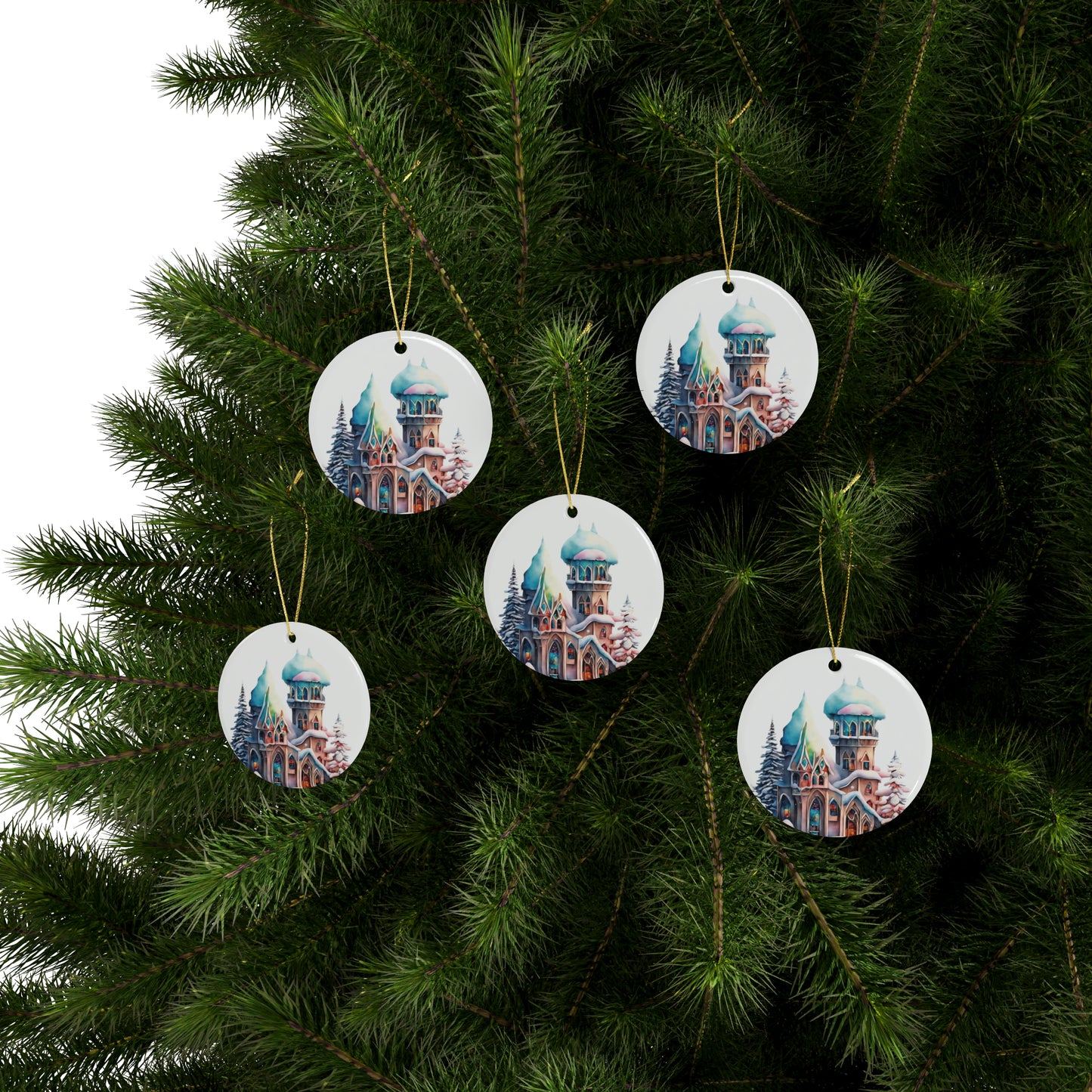 Idyllic Fantasy Christmas Scene | Ceramic Ornaments (1pcs, 5pcs, 10pcs, 20pcs) - 21
