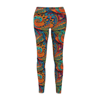 Deep Bohemian Swirls - Women's Cut & Sew Casual Leggings