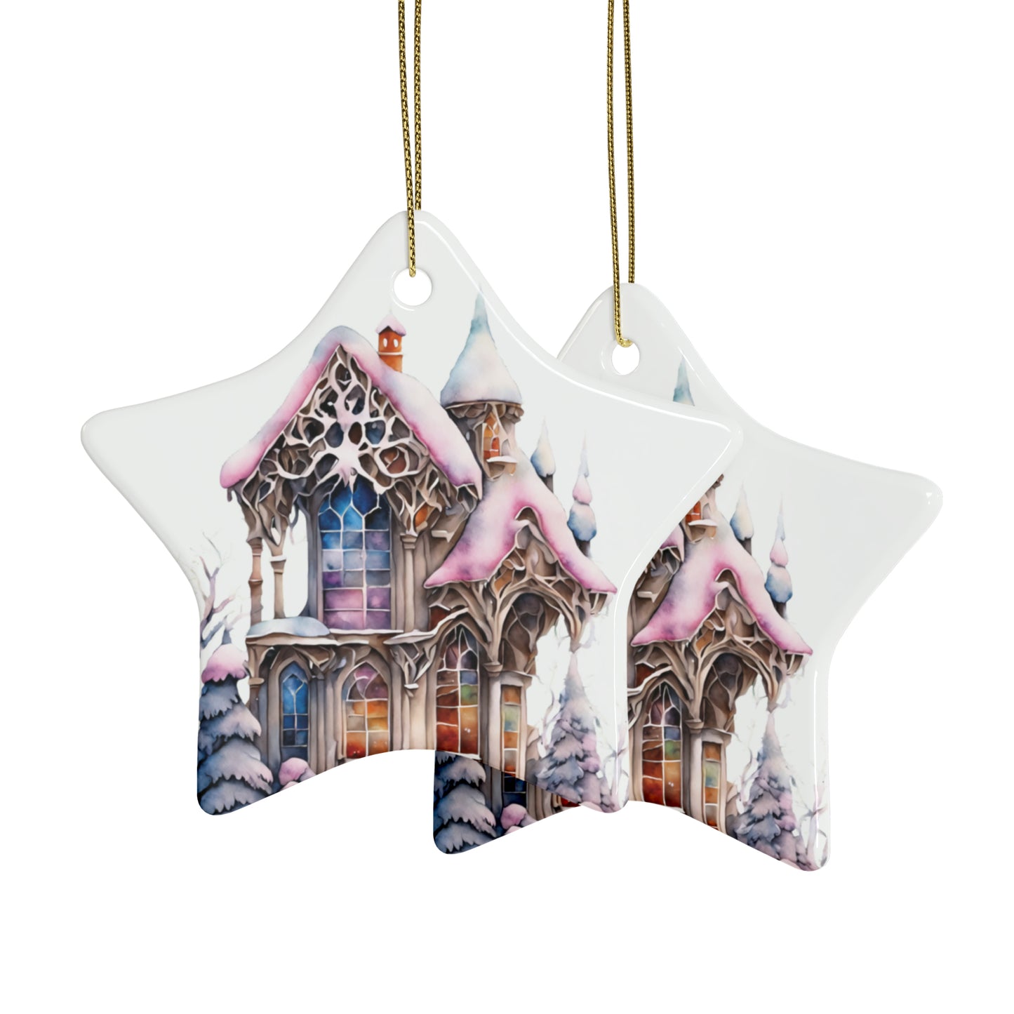 Idyllic Fantasy Christmas Scene | Ceramic Ornaments (1pcs, 5pcs, 10pcs, 20pcs) - 22