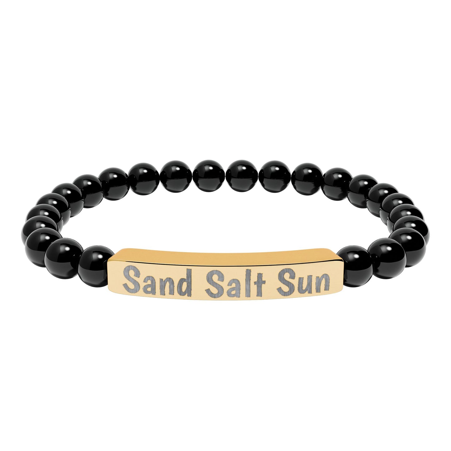 Personalized & Engraved Natural Stone Stretch Bar Bracelet