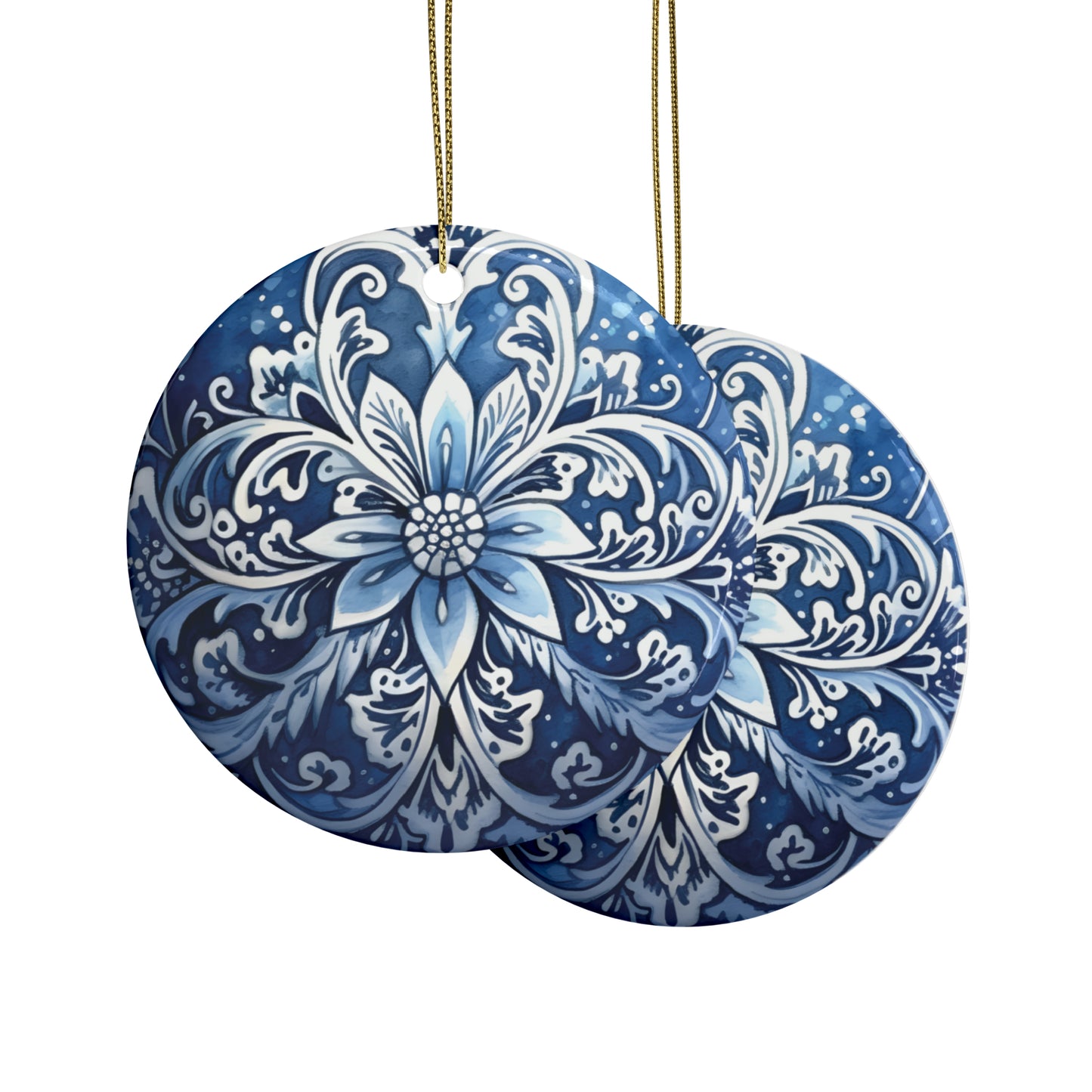 Blue Swirl Ceramic Christmas Ornament (1pcs, 5pcs, 10pcs, 20pcs)