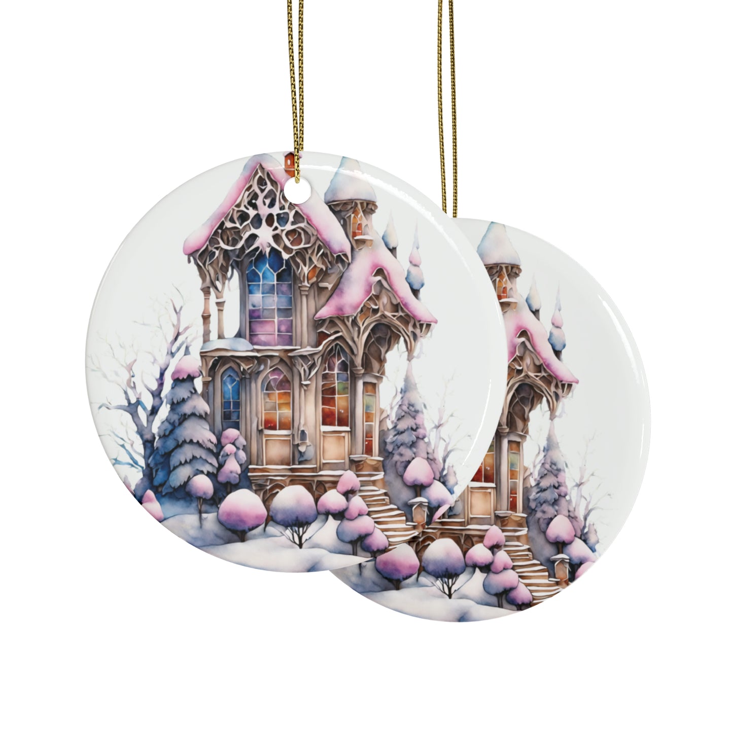 Idyllic Fantasy Christmas Scene | Ceramic Ornaments (1pcs, 5pcs, 10pcs, 20pcs) - 22