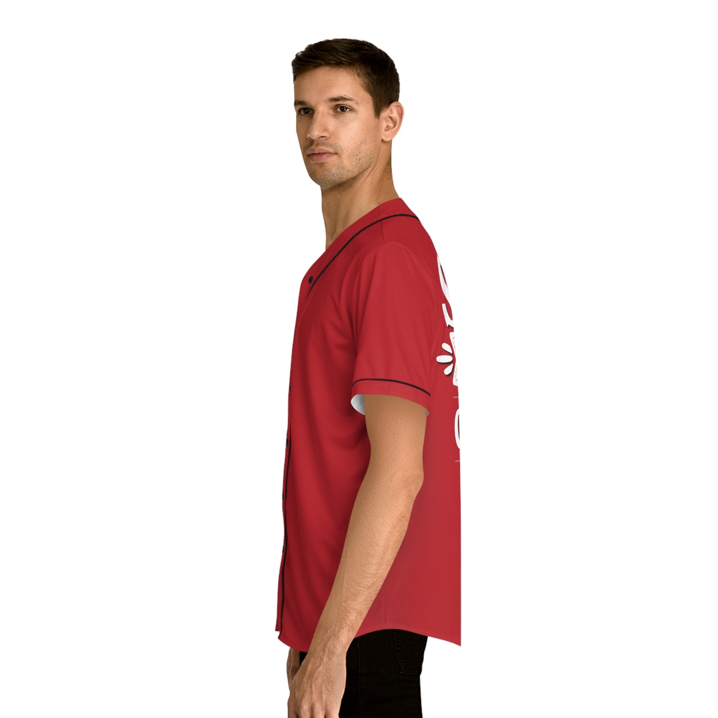 Shhh No One Cares - Men's Baseball Jersey - Print on Back Red