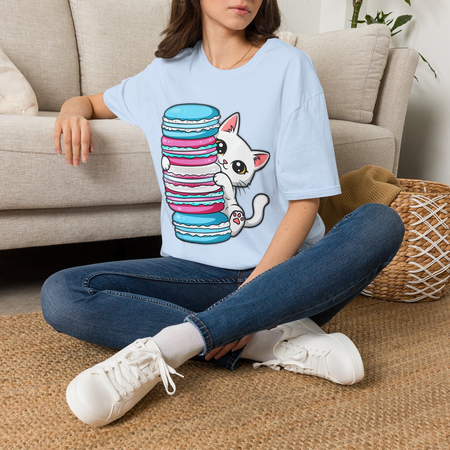 Peeking Kitten | Unisex Softstyle T-Shirt - Trans Flag Macaroons